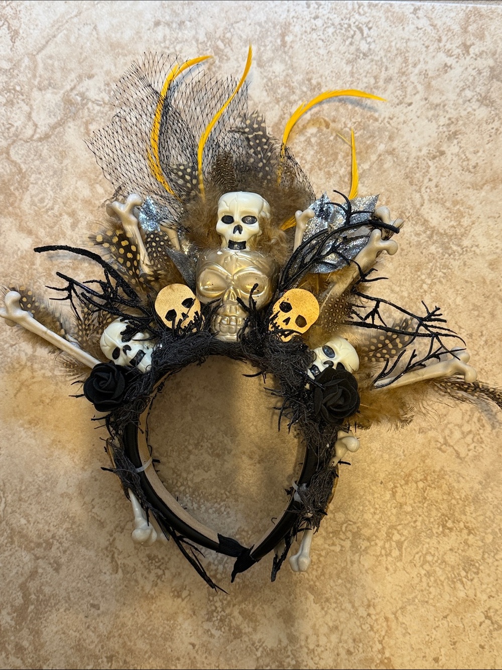 Handmade Halloween Skeleton Headband & Matching Necklace Set one of a kind